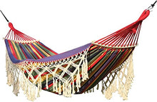 DULASP Canvas Fabric Hammock Double Portable Camping Hammock Large Cotton Tassel Hammock Bed for 2 Persons Patio Backyard Porch Lawn Garden Indoor Outdoor