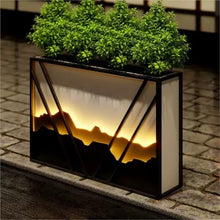 YUHUAWF Garden Bench Solar Light Planter Box Landscape Flower Bed Planter Box with Bench