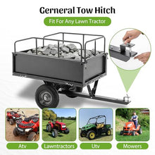 KEIKI 600 lb Garden Dump Cart with Tow Hitch, 17 Cu Ft Heavy Duty Steel Utility Trailer, Dual Dumping Lawn Cart with 16" Tires for ATV UTV Tractor Yard Hauling