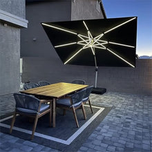 OROTLECT 10' X 13' Patio Umbrella Outdoor Rectangle Umbrella Large Cantilever Umbrella,With Solar Lights,With Base,Navy