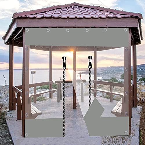 KGUDYS Clear Outdoor Curtains, PVC Heavy Duty Waterproof Sheet,Transparent Vinyl Curtains,Divider Curtains with Zip,Weatherproof,Balcony Curtains,WxH-5x5m/16x16ft