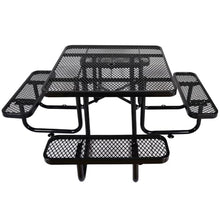 callmego Heavy-Duty Outdoor Steel Picnic Table with Umbrella Hole for Backyard, Patio, and Commercial Use (Black + Carbon Steel)