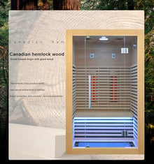 Kang Share Infrared Sauna Room 2 to 3 Person 1832W Low EMF + Carbon Plate Heater Indoor Dry Sauna, Home Spa Sauna, Wooden Canadian Hemlock KS-CG02