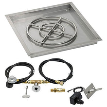 American Fireglass SS-SQPKIT-P-24 Propane 24" Square Stainless Steel Drop-in Pan with Spark Ignition Kit (18" Fire Pit Ring)