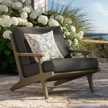 Modway Saratoga Teak Outdoor Lounge Chair in Weathered Gray Flint – Oversized Patio Accent Armchair with Wood Frame and Weather-Resistant Cushions