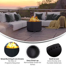 BizChair Commercial Grade 27 inch Smokeless Outdoor Firepit, Natural Wood Burning Portable Fire Pit with Waterproof Cover, Black