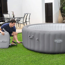 Bestway SaluSpa Grenada AirJet Inflatable Hot Tub with Set of 4 Underwater Non-Slip Pool and Spa Seat and 2 Pack Padded Headrest Pillows, Gray