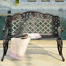 KLYCHF Garden Bench Terrace Garden Benches Retro Decorative Benches Aluminum Bench with backrest and armrests Outdoor Park Balcony Lounge Chair Suitable for Lawn Porch (B)