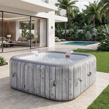 SunSwell 73" Inflatable Hot Tub 4-6 Person, Square Outdoor Spa, Gray