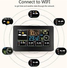 SHANBOYU WiFi Weather Station, Digital Alarm Wall Clock, Indoor Outdoor LCD Temperature, Humidity Meter with Sensor Frost, Weather Forecast for Offices, Classrooms, Home