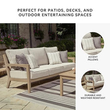 Signature Design by Ashley Hallow Creek Outdoor Sofa with Cushion, Heavyweight Resin Polymer and High Performance Fabric, for Patios and High-Wind Areas, Driftwood, 76" W