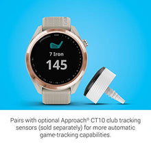 Garmin Approach S42 GPS Golf Smartwatch Rose Gold Ceramic Bezel Tan Silicone Band