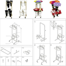 2 Layer Rolling Plant Stand Cart With 6 Plastic Buckets, Metal Shelf Cut