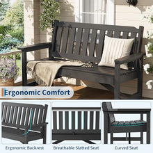 Garvee 2-Person Outdoor Benches Set of 2, HDPE Patio Slatted Bench, All-Weather Durable Garden Bench for Backyard, Porch, Lawn, and Poolside, 2 Pack, Grey