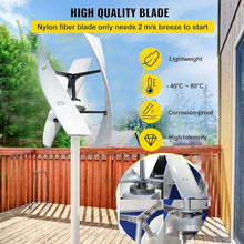 ZSFHJZC Wind Turbine Generator Kit,12V 24V 48V Helix Maglev Vertical Turbine Hybrid Solar Wind Sys TEM with 3 Blades Controller and for Boats,Gazebos,Houses,Businesses,Industry,White,12000W-48V