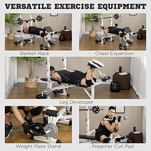 Soozier Adjustable Weight Bench with Squat Rack, Preacher Curl Pad, Leg Developer, Butterfly and Weight Storage Black and White