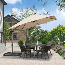 OROTLECT 9' Square Medium Cantilever Beige Umbrella with Base and 360-degree Rotation