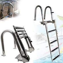 Swim Ladder Boat Pool Ladder 4 Step Swimming Pool Ladder Detachable, Folding Stainless Steel Pontoon Ladder with Rear Entry, Portable Yacht Drop Ladder with Handrail