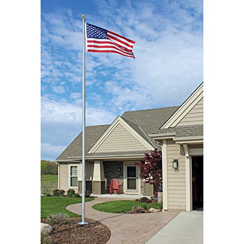 Eder Flag SS25 25-Foot Aluminum Flagpole with 4x6-Foot American Flag Satin Finish