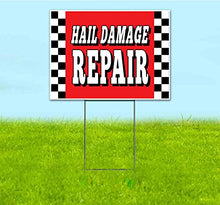Hail Damage Repair (18" x 24") Yard Sign, Quantity Discounts, Multi-Packs, Includes Metal Step Stake, Bandit, New, Advertising, USA