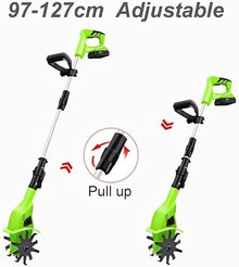 Garden Tiller,Cordless Rotavator, Cordless Garden Tiller Rotavator with Rechargeable Battery and Charger,Handheld Electric Cordless Front Tine Soil Cultivator