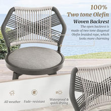 Cozyman 5-Piece Outdoor Bar Set with 360° Swivel Barstools, 4 Counter Height Bar Stools & 1 Table, Aluminum Frame with Boho Rattan Weave and Circular Cushion, Grey