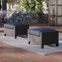 New Classic Furniture Skye Wicker Patio Ottoman (Set of 2), Blue – Wicker Ottoman Patio Footrest – Weather-Resistant Outdoor Footstool and Outdoor Foot Rest – Stylish and Durable Patio Ottoman