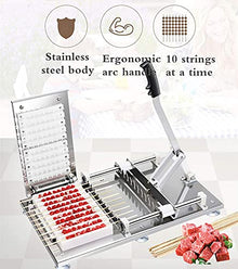 GAZOGJ Stainless Steel Manual Meat Mutton Kebab Skewer Machine, Normal Commercial Meat String Machine, High Eefficiency Semi-Automatic Wear Mutton String Making Machine BBQ Skewer Ma
