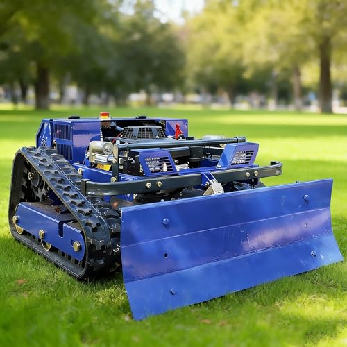 NUOYU 7.5HP Petrol Remote Lawn Mower with Snow Blade, 55cm Deck, 2-15cm Electric Height, 45° Slope, Brushless Drive, All-Terrain Tracked Mower for Garden & Snow