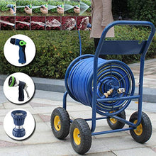Hose Reels Metal Hose Cart 12-19MM Outdoor Hose Reel Garden Four-Wheel Industrial Wind Decoration Affordable Household Water Pipe Set (Color : BLUE-DN20, Size : Hose Reel+70M Pipe)