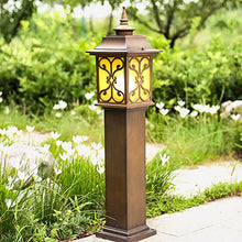 KADELONG Antique Glass Lawn Lights E27 1-Light Waterproof Yard Lamps V-intage Villa Garden Exterior Path Lights - Landscape Deck Pathway Floor Mount Lighting Fixture H30.73in,Chandelier Lighting