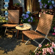 Labasuan 3 Piece Leather Texture Wicker Patio Chairs, All Weather Resistant Folding Adirondack Chairs with Side Coffee Table, Outdoor Leisure Seating for Garden, Balcony & Yard(B)