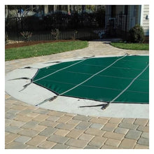 JYHHCYS Winter Round Pool Safety Cover 8ft 10ft 15ft 12ft 24ft 30ft 35ft, Heavy Duty Mesh Pool Cover for In-Ground Swimming Pools, Wooden Deck/Concrete Floor Mounted(32ft)