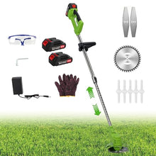 Weed Eater Battery Powered Weed Wacker String Trimmer Grass Trimmer Cordless Weed Wacker, Telescopic Rod Weed Eater Cutterrechargeable Handheld Lawn Mower with 2 Batteries (Green)