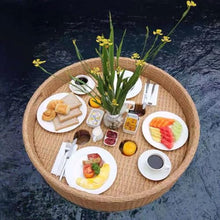 Floating Pool Tray, Floating Serving Tray, Swimming Pool Floats for Adults for Sandbars, Spas, Bath, and Parties | Floating Tray for Pool Serving Drinks,Food on the Water,Almondcolor-Φ31.5*H7.8in