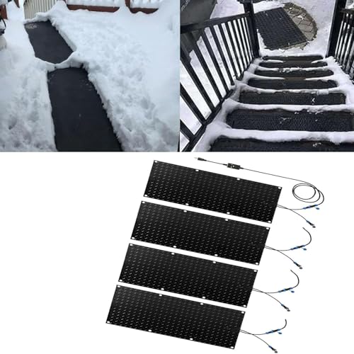 OIAJMJVED Snow Melting Mats- Non-Slip Walkway & Stair Treads - Efficient Snow Removal Solution- 3 Pcs 25.4x120cm (10x48in)(30x90cmx4Pcs)