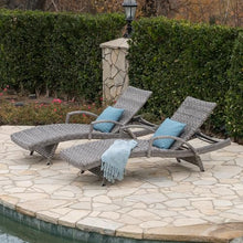 roomfitters Adjustable Outdoor Wicker Chaise Lounge Chairs for Relaxation, Stylish Patio Seating Set with Curved Design, Comfortable and Durable, Grey (Set of 2)