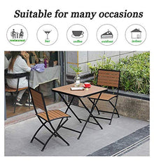 JIQHOHX Garden Table and Chairs 2 Seater Bistro Set Wooden&MetalFolding 70Cm Square Table and 2 Chairs