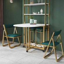 FURUIM2024M Dining Table Small Dining Table, Foldable Cutlery Cabinet, Household Mobile Dining Cabinet Storage Rack (2 Folding Chairs) Table and Chairs Dining