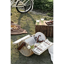 Storage Baskets,Large Rattan Crossbody Picnic Basket Handmade Wicker Weave Camping Trip Lunch Baskets Food Storage Cylindrical Basket Outing