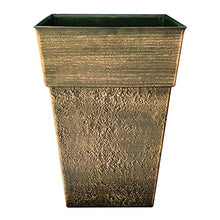 The HC Companies Avino 16 Inch Square Plastic Accent Outdoor Flower Planter Pot for Garden, Patio, Porch, Deck, or Balcony, Celtic Bronze (12 Pack)
