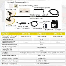 Qiang Telescopic Rod PV Panel Wash Cleaning Machine,70cm Double Head Solar Panel Rotating Cleaner Equipment,Electric Water Fed Pole Kit,Lithium Battery + Mains,Two Power Supply Methods 3.5M/11.4FT