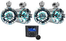 Rockville RGHR45 4 Zone Marine Bluetooth Radio Bundle with (4) WB65KLED 6.5" 600W LED Tower Speakers