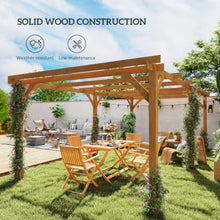 Outsunny 10' x 13' Outdoor Pergola Wood Gazebo Stable Structure Dark Brown
