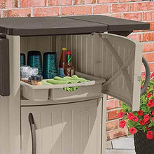 Suncast 2 Pack Outdoor Patio Grill Prep Station Cart with 2 Storage Cabinets, Light Taupe/Mocha