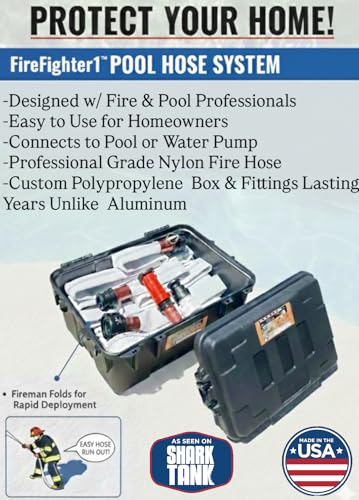 100' FireFighter1 Fire Hose & Nozzle (50' Hose w/ 50' Extension) - Providing Instant Access to Pool Water During a Fire Emergency
