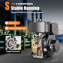 Orudauy 173F Diesel Engine, 4-Stroke 5HP 247cc Small Diesel Motor Engine, 4.05KW 3600r/min Hand Start Vertical Diesel Engine Motor for Water Pumps, Pesticide Sprayers, Microtillers