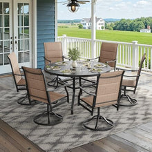 Soohow Swivel Outdoor Dining Chairs Set of 8, Patio Swivel Dining Chair with Textilene Fabric, Outdoor Metal Armchair All Weather Resistant, Ergonomic Comfort, Perfect for Patio, Backyard, Balcony