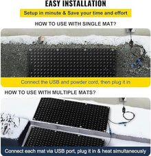 WRTYHGVGT Snow Melting Mat with 6 ft Long Power Cord, Slip-Proof Ice Melting Mats, Heated Walkway Pad, USB Series Connection,4 Pack,30cmx90cm