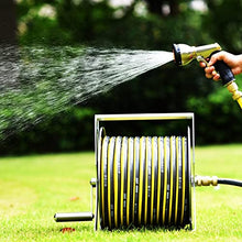 FKTHYO Portable Stainless Steel Hose Reel, Wall Mount Metal Hose Holder Garden Water Pipe Rack, Floor Standing Bracket Pipe Storage for Yard Lawn Farm Patio (C 15m)
